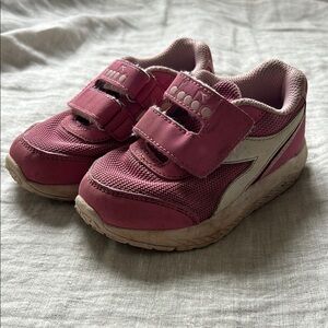 Diadora Pink and White Velcro Sneakers
